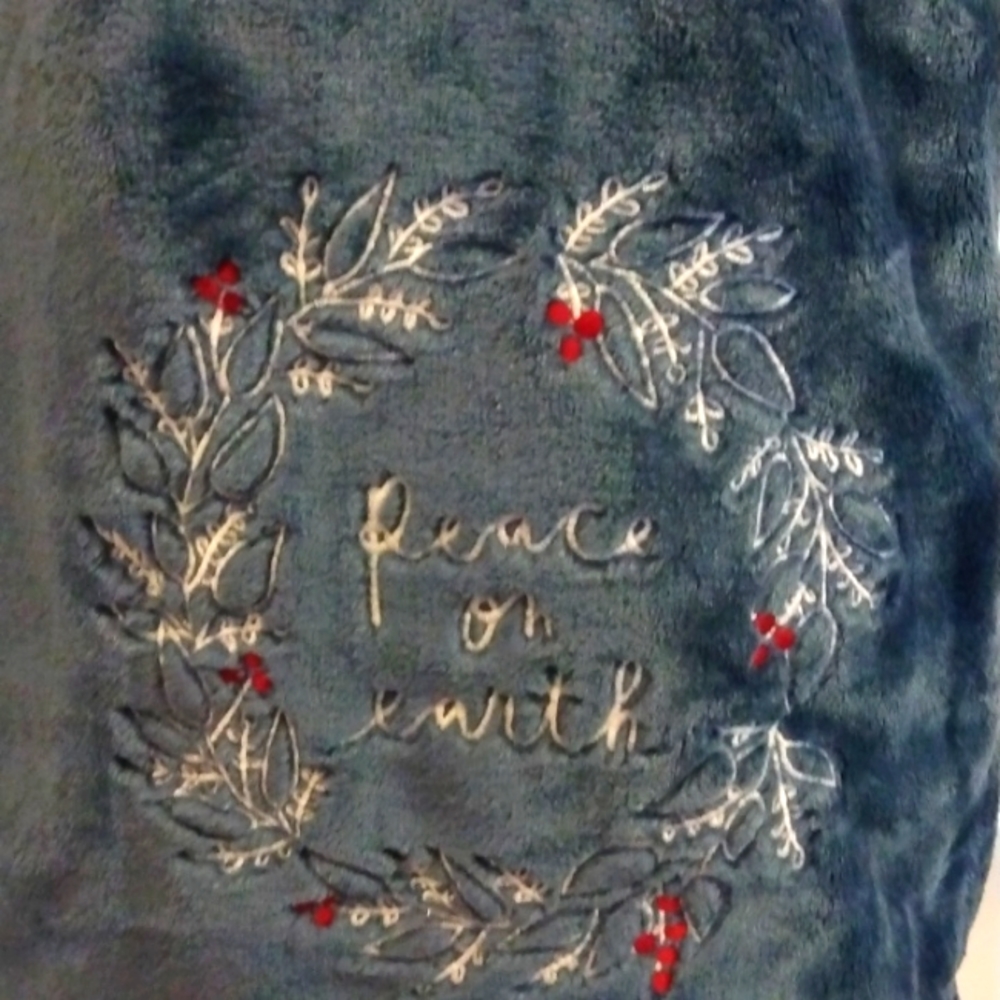 Rae Dunn 50" x 70" Soft Plush Throw, polyester, beautiful blue, Christmas, NWT